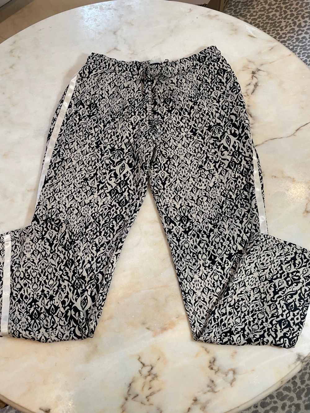 JAD Women's Black & White Printed Jogger Pants with Side Stripe